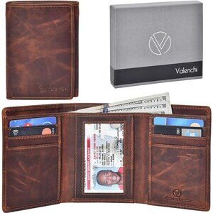 Genuine Leather RFID Wallet for Men and Women with multi card slot and ID window